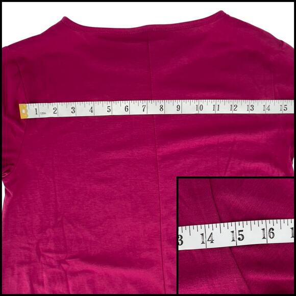 Crochet Accent Tunic Top Scoop Neck Asymmetrical Hem Long Sleeve Large Burgundy - Picture 8 of 11